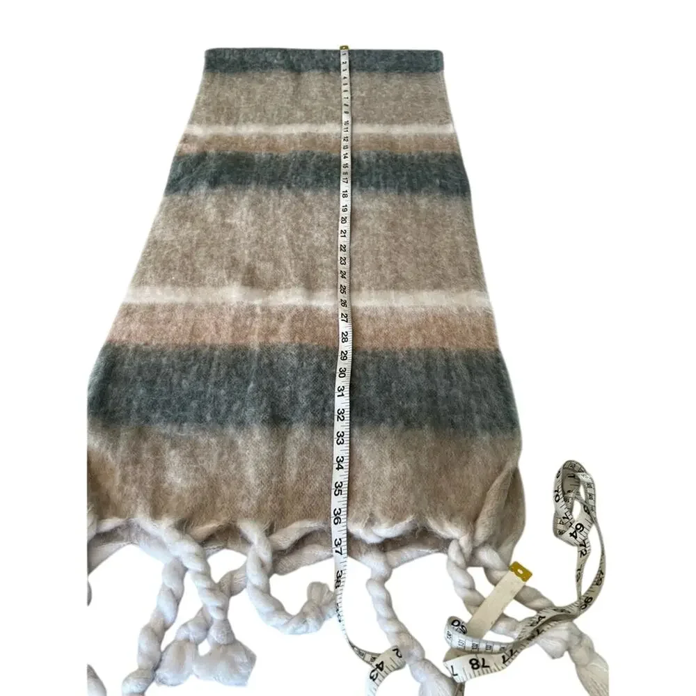 Cozy Soft Striped Blanket Scarf with Fringe